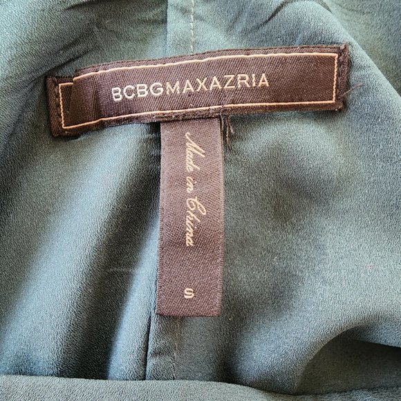 BCBG MAXAZRIA Shana Dress Satin Shift Asymmetrical Green Sleeveless Hi-Low Sz S - Picture 9 of 10